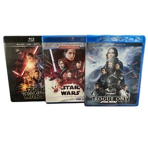 Lot of 3 Star Wars Blueray DVD Digital Copies The Force Awakens Last Jedi Rogue